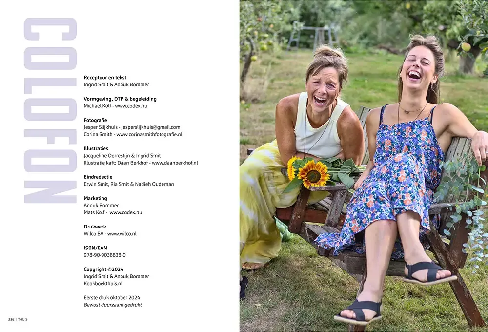Het colofon van Kookboek THUIS
