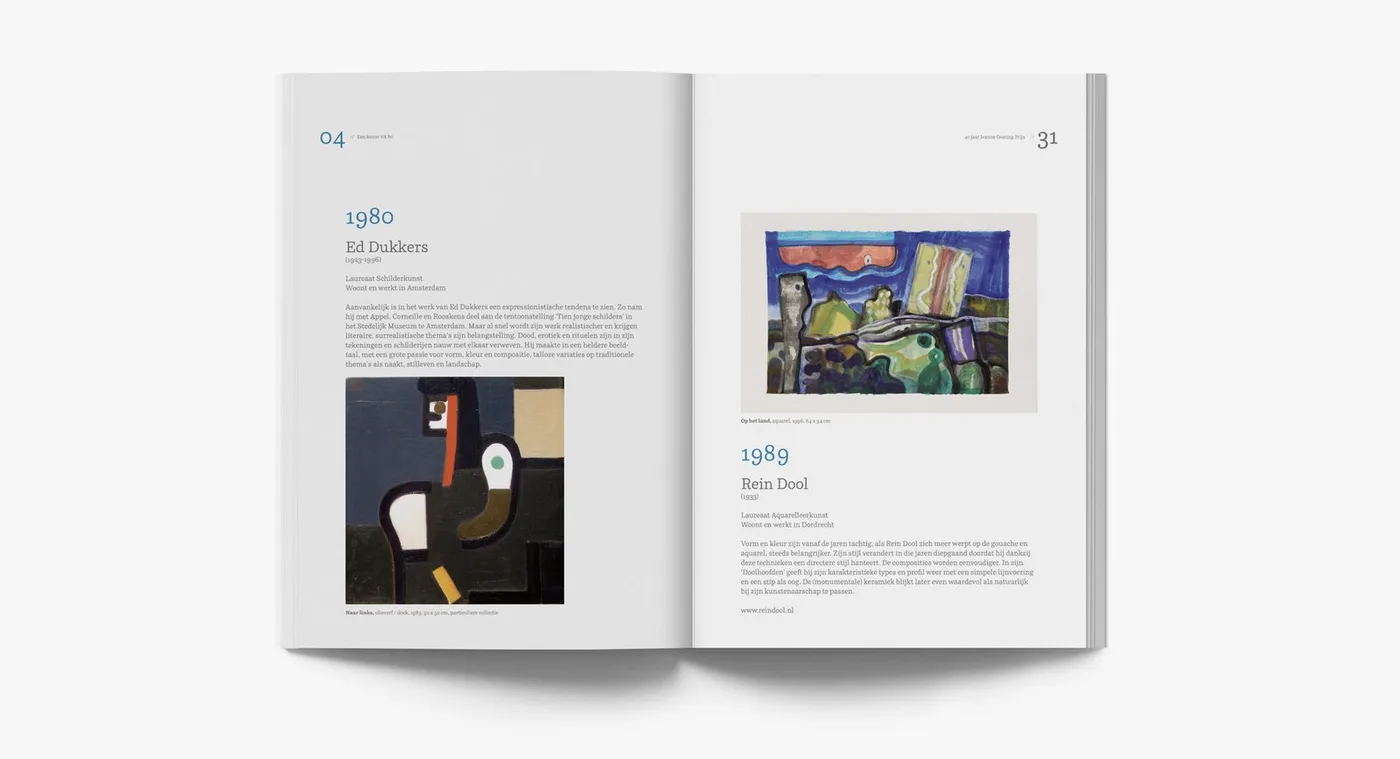 Een binnenwerkpagina van Leve de schilderkunst met werk van een prijswinnaar