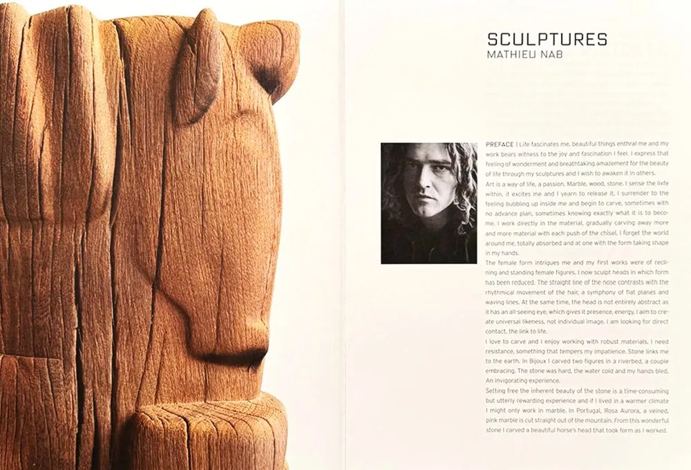 Een binnenwerkpagina van Sculptures Pictures met een sculptuur van Mathieu Nab