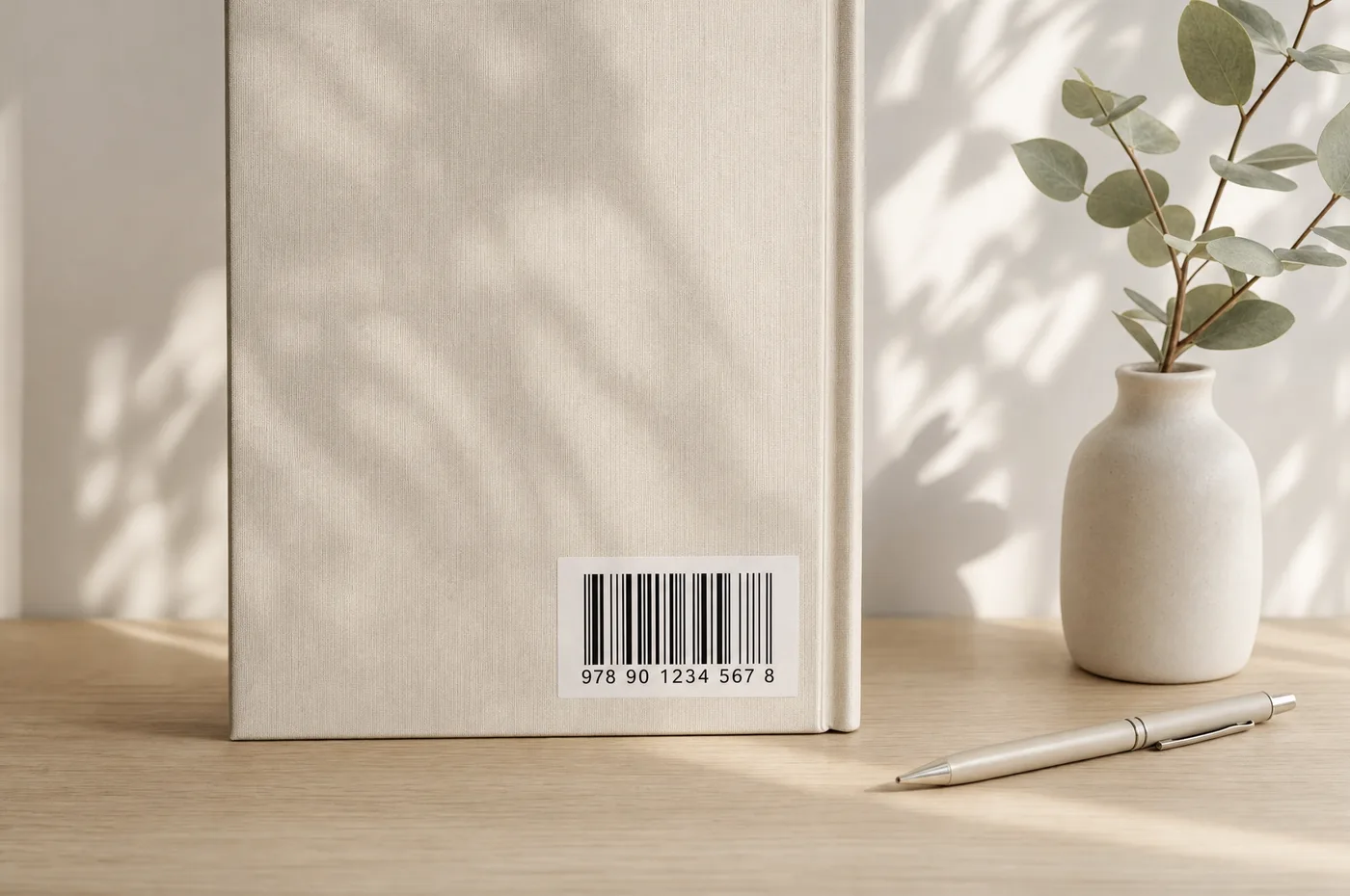 De achterkant van een hardcover met de ISBN-barcode en het nummer erop gedrukt