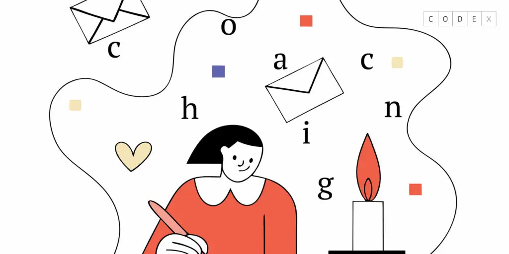 Illustratie van schrijfcoach-ondersteuning voor auteurs die via Codex een boek zelf willen uitgeven