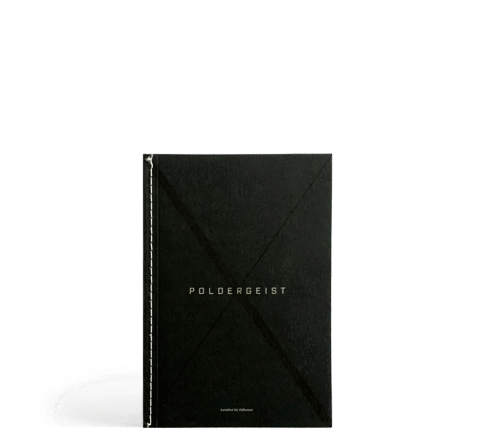 Omslag van de kunstpublicatie ‘Poldergeist’ door Codex – inspirerend voorbeeld voor beeldend kunstenaars die via Codex zelf een boek willen uitgeven.