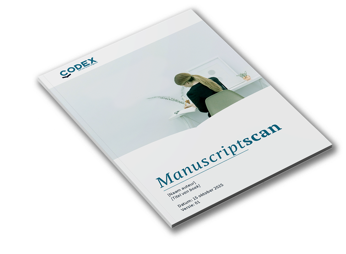 Manuscriptscan van Codex – dienst waarmee auteurs een analytisch rapport van 15 pagina's ontvangen om hun manuscript te laten beoordelen bij het zelf een boek uitgeven